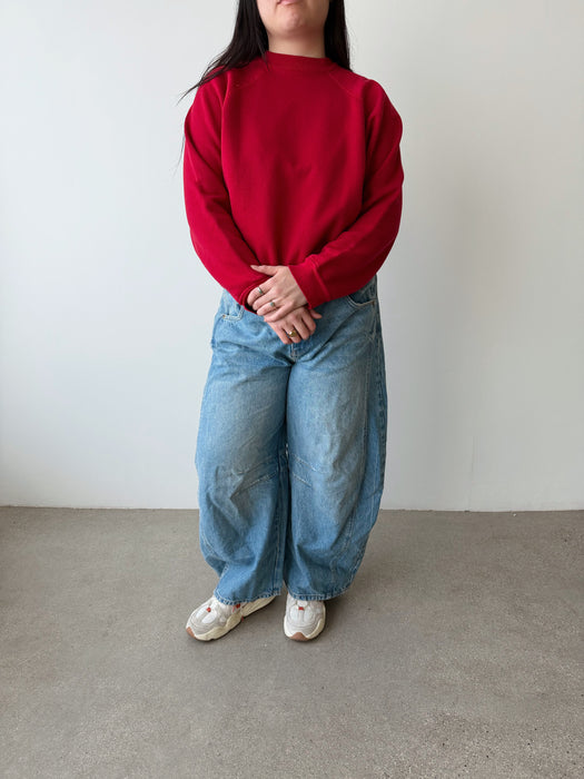 Cherry Red Raglan Crewneck | M/L