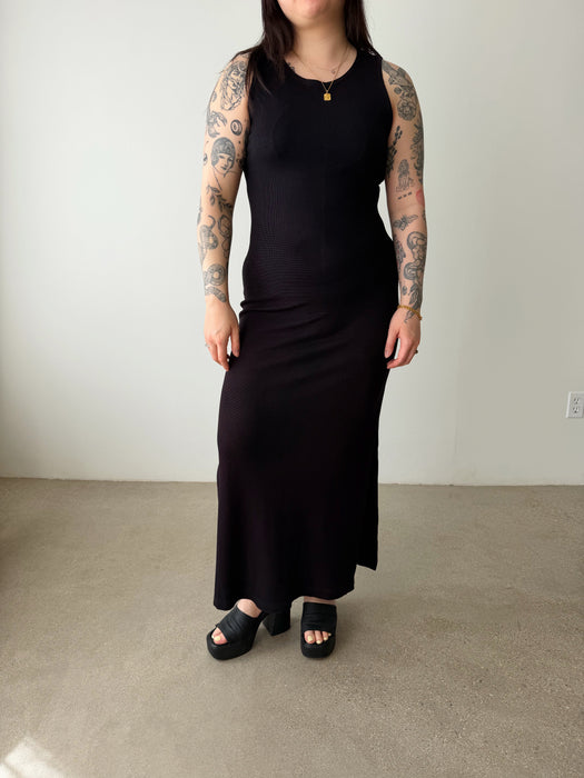 Black Waffle Dress | M/L