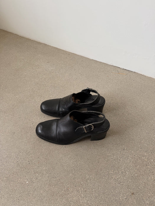 Black Sling Back Mules | 9.5