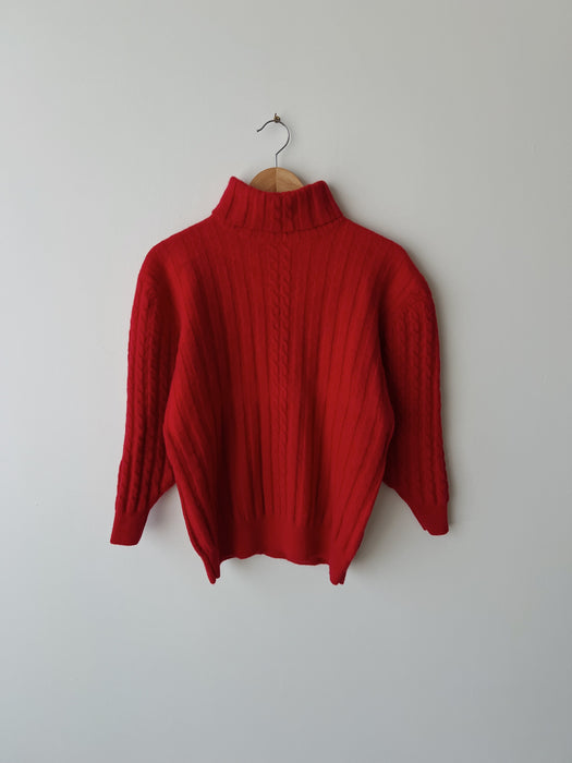 Cherry Red Wool Turtleneck | S