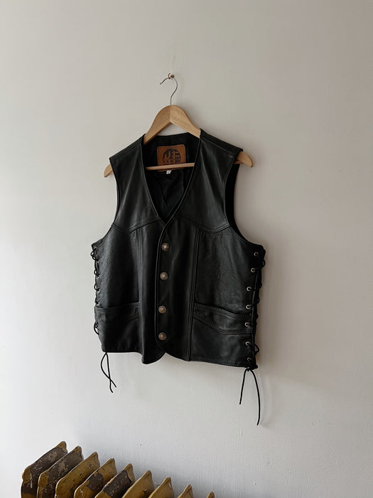 Black Leather Vest | L