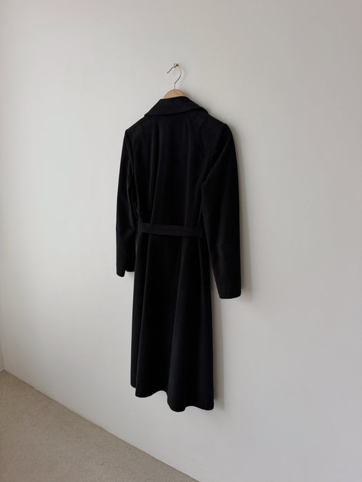 Black Ultrasuede Wrap Coat | M