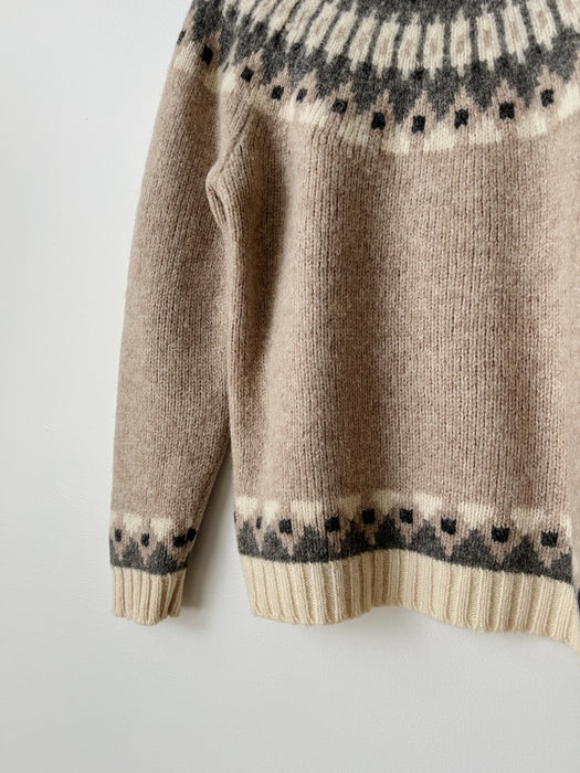 Patterned Shetland Wool Sweater | S