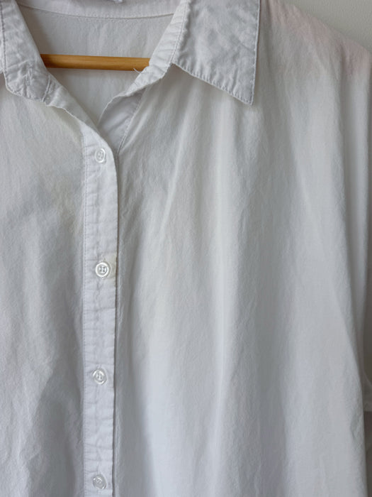 White Long Button Down Shirt | L