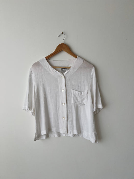 Cropped White Button Up | M