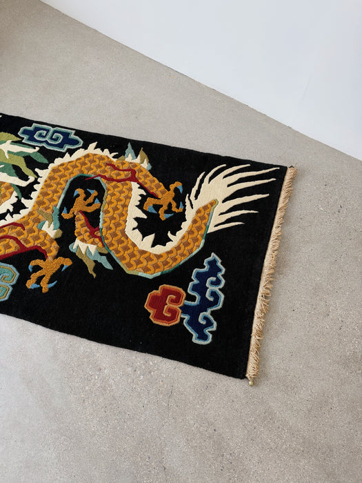 Hand-Knotted Wool Dragon Rug