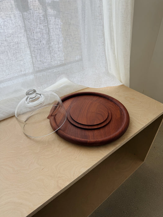 Teak Cheese Board with Glass Lid