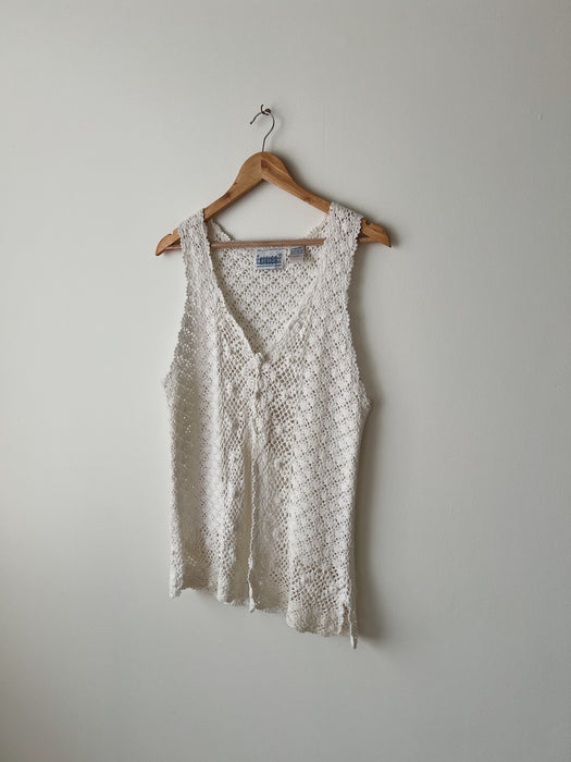 White Crochet Vest | M