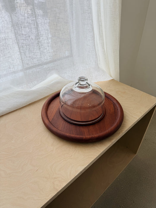 Teak Cheese Board with Glass Lid