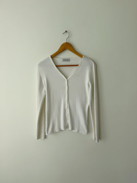 White Ribbed Cardigan | M