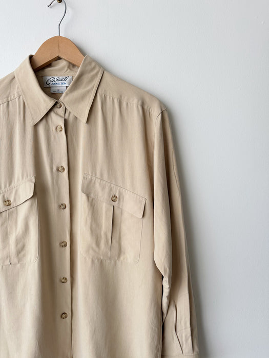 Beige Silk Button Up | L