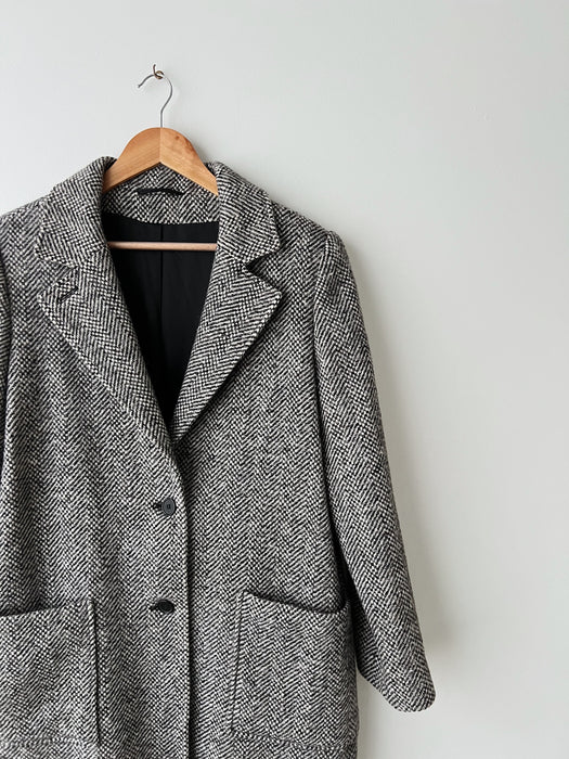 Herringbone Wool Coat | L