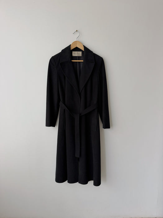 Black Ultrasuede Wrap Coat | M