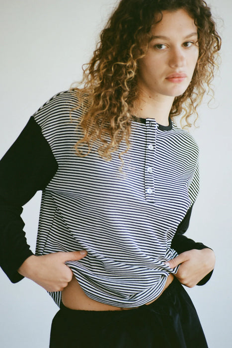 LA Relaxed Striped Organic Henley