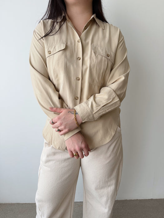 Beige Silk Button Up | L