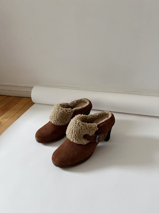 Chocolate Suede Clogs | 8