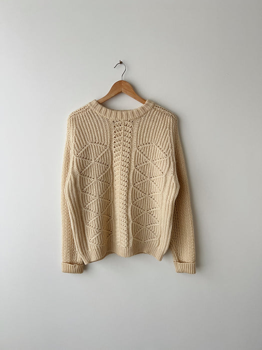 Cream Wool Knit Sweater | M/L