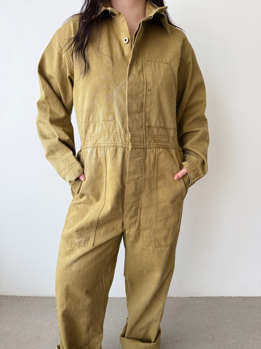Olive Cotton Coveralls | L