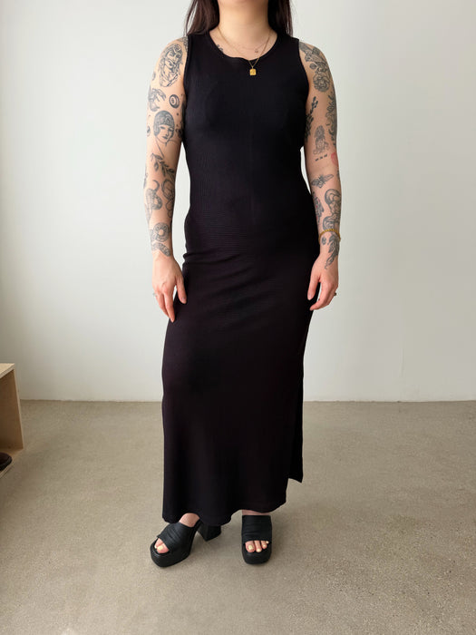 Black Waffle Dress | M/L