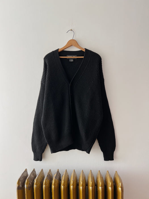 Black Wool Cardigan | XL