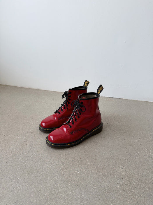 Red Patent Leather Dr Martens Boots | 9.5