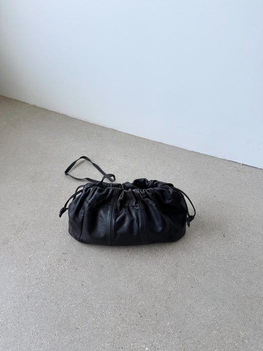 Black Leather Pouch Purse