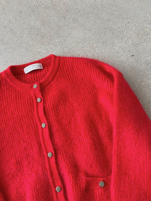 Red Mohair Cardigan | M