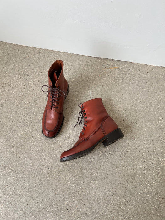 Cognac Leather Boots | 7