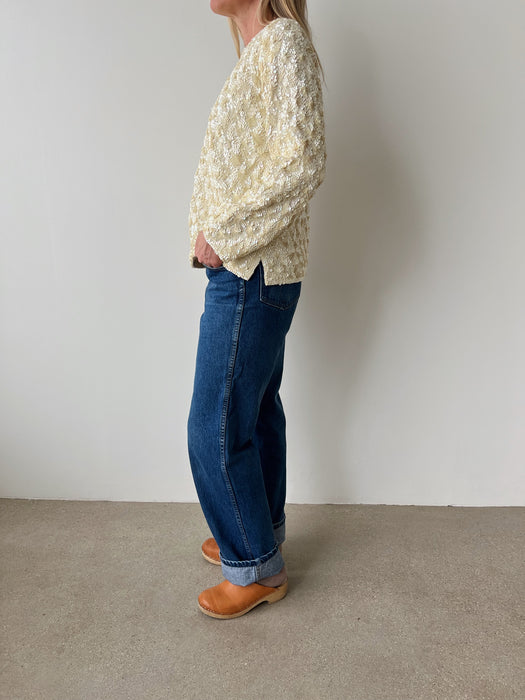Cream Sequin Wool Cardigan | S/M