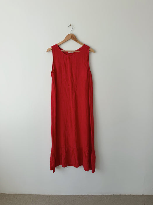Red Linen Dress | L