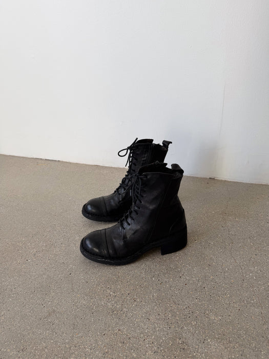 Black Leather Lace Up Boots | 5