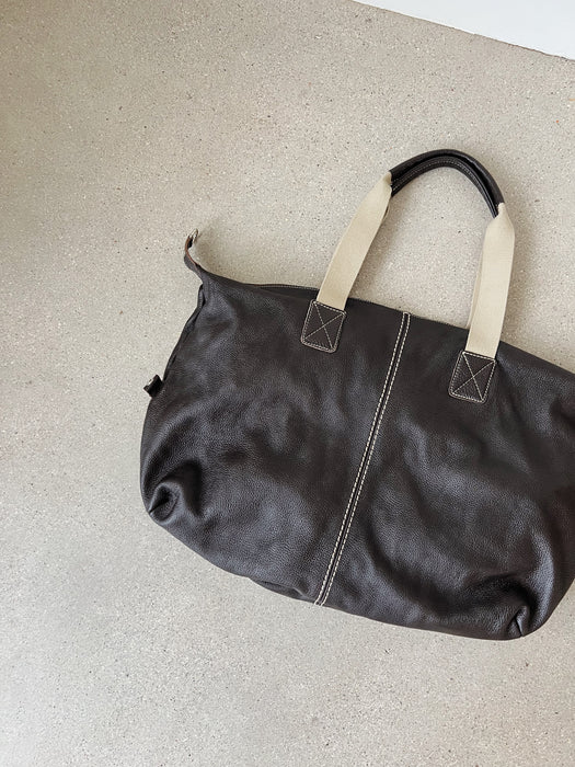 Brown Leather Duffle Bag