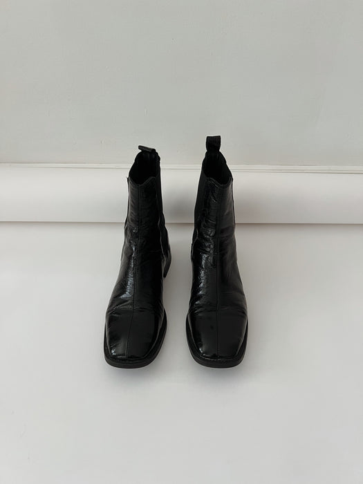 Black Patent Leather Bootie | 8.5