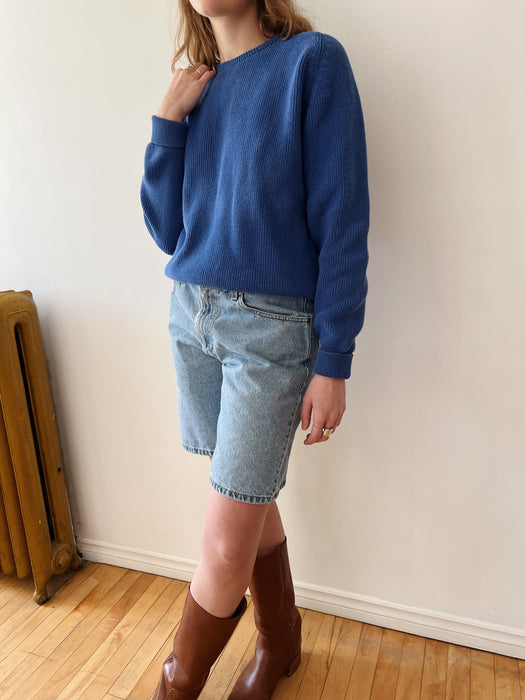 Cornflower Cotton Knit Sweater | M/L
