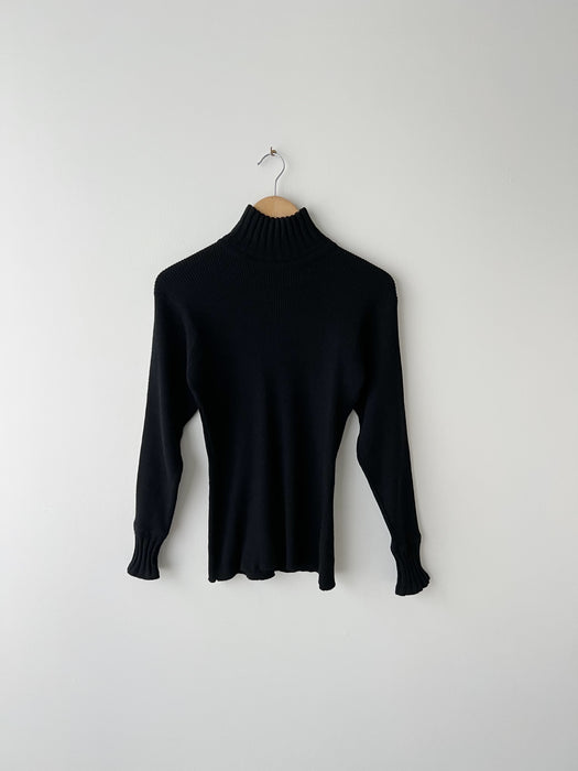 Black Wool Turtleneck Sweater | M