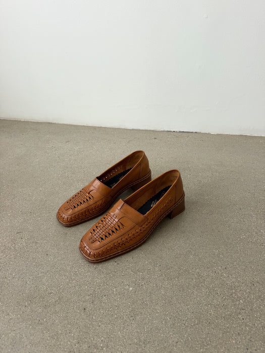 Tan Woven Leather Shoe | 10