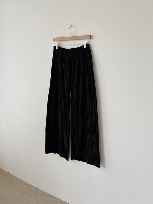 Black Ribbed Palazzo Pants | L