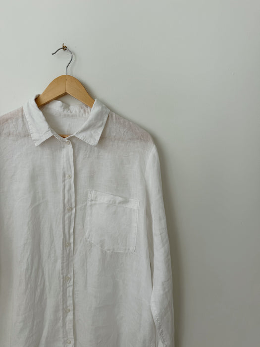 White Linen Button Up | L