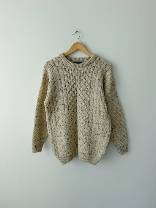 Cream Speckled Fisherman's Knit Sweater | M/L