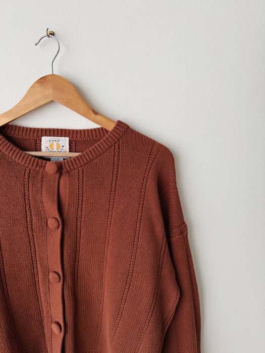 Brown Cotton Cardigan | M