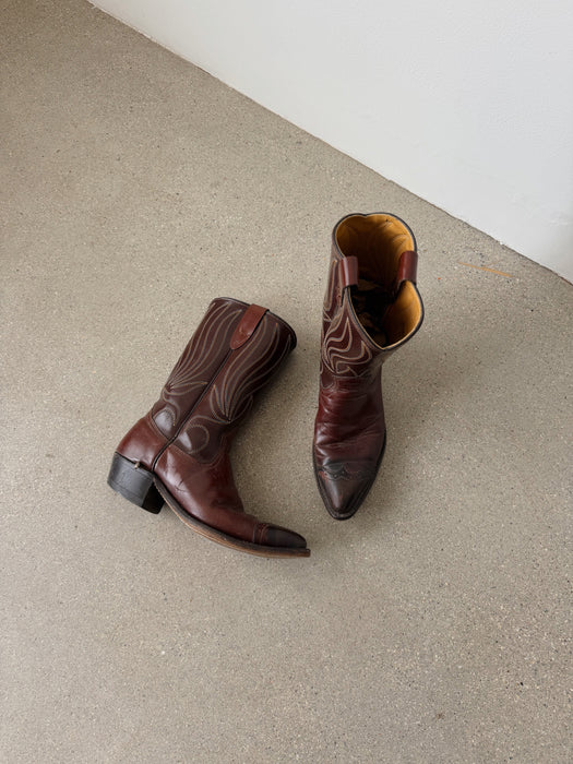 Brown Leather Cowboy Boots | 6.5-7