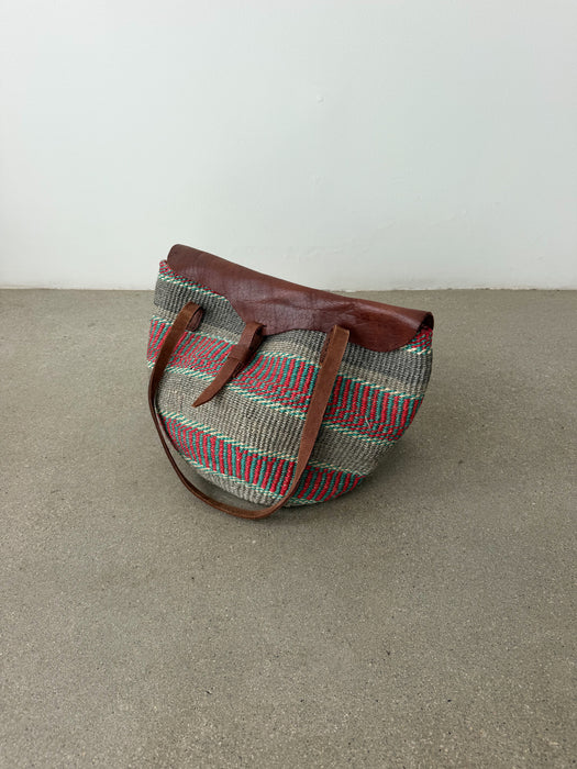 Brown Leather Sisal Bag