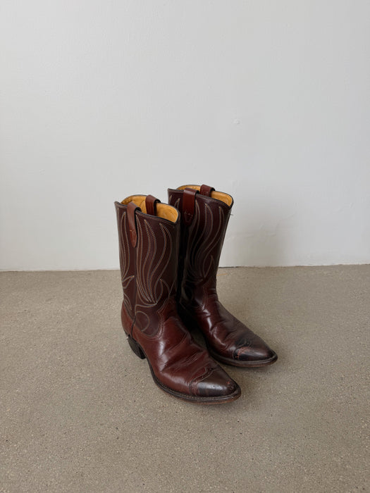 Brown Leather Cowboy Boots | 6.5-7