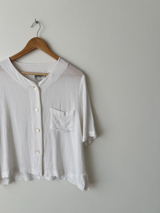 Cropped White Button Up | M