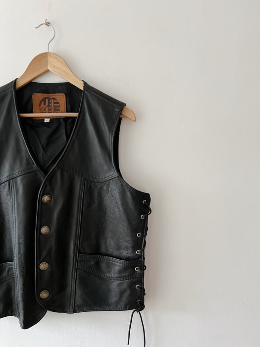 Black Leather Vest | L