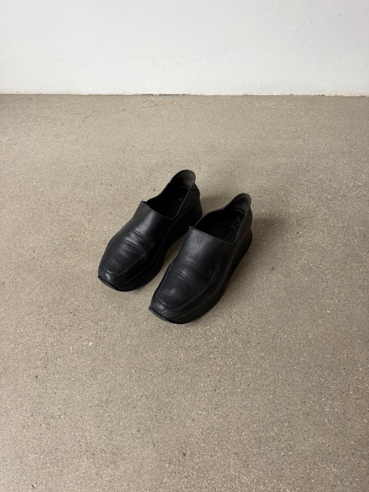 Black Leather Platform Shoe | 6.5/7