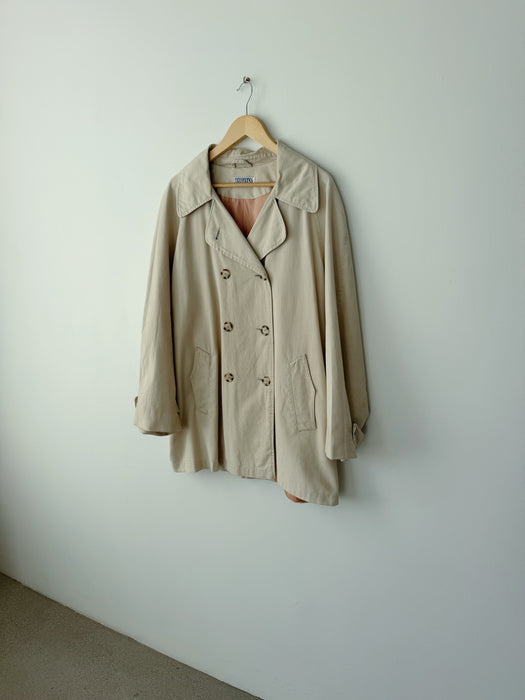 Beige Short Trench Coat | XL
