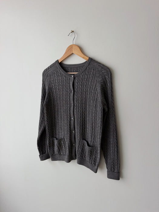 Grey Cable Knit Cardigan | S/M