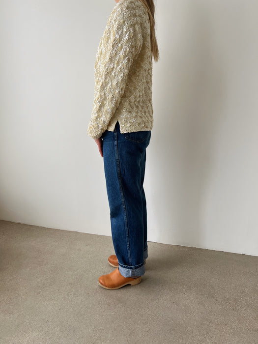 Cream Sequin Wool Cardigan | S/M