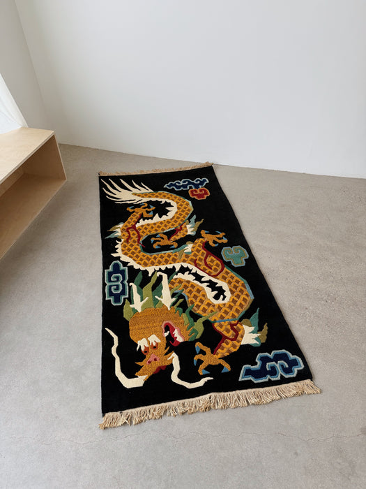 Hand-Knotted Wool Dragon Rug